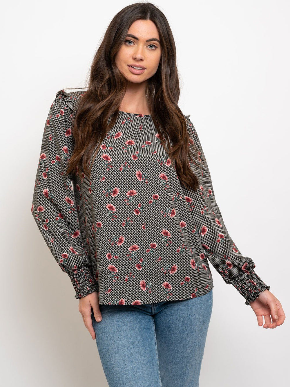WOMEN'S LONG SLEEVE FLORAL TOP