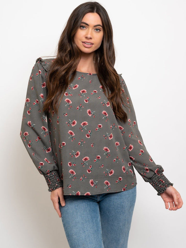WOMEN'S LONG SLEEVE FLORAL TOP