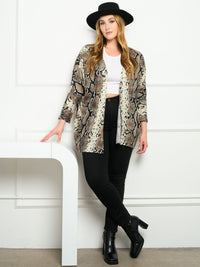 PLUS SIZE SNAKE PRINT LONG SLEEVE CARDIGAN