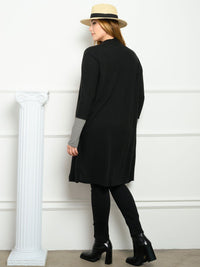 PLUS SIZE STRIPES WITH POCKETS LONG SLEEVE CARDIGAN