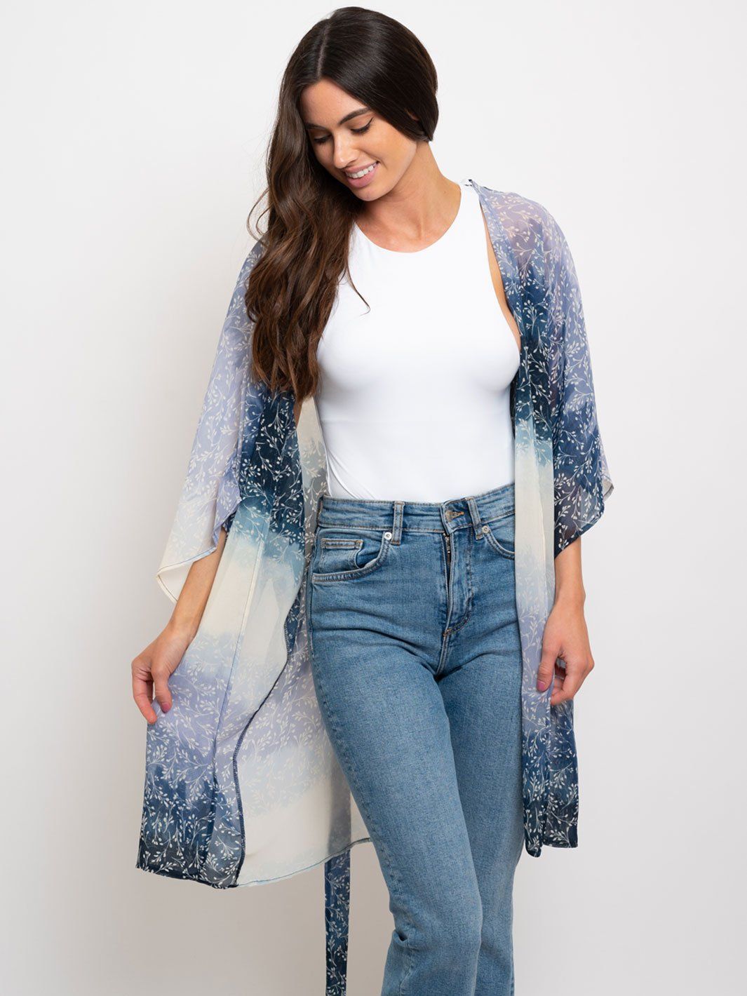 WOMEN'S FLORAL WRAP KIMONO
