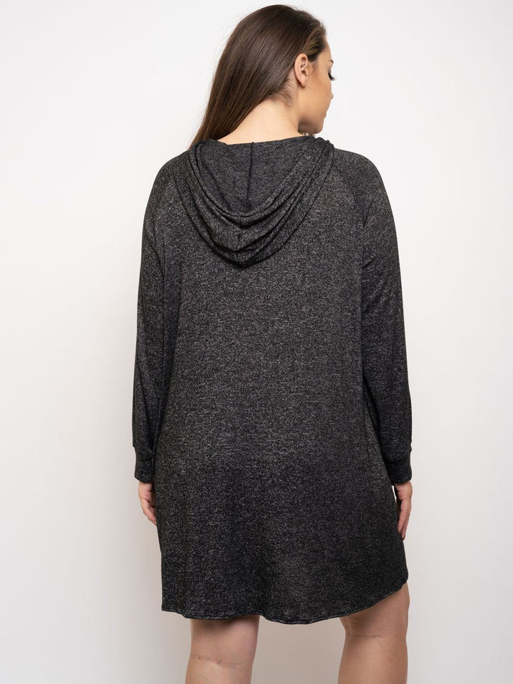 PLUS SIZE LONG SLEEVE HOODIE MINI DRESS