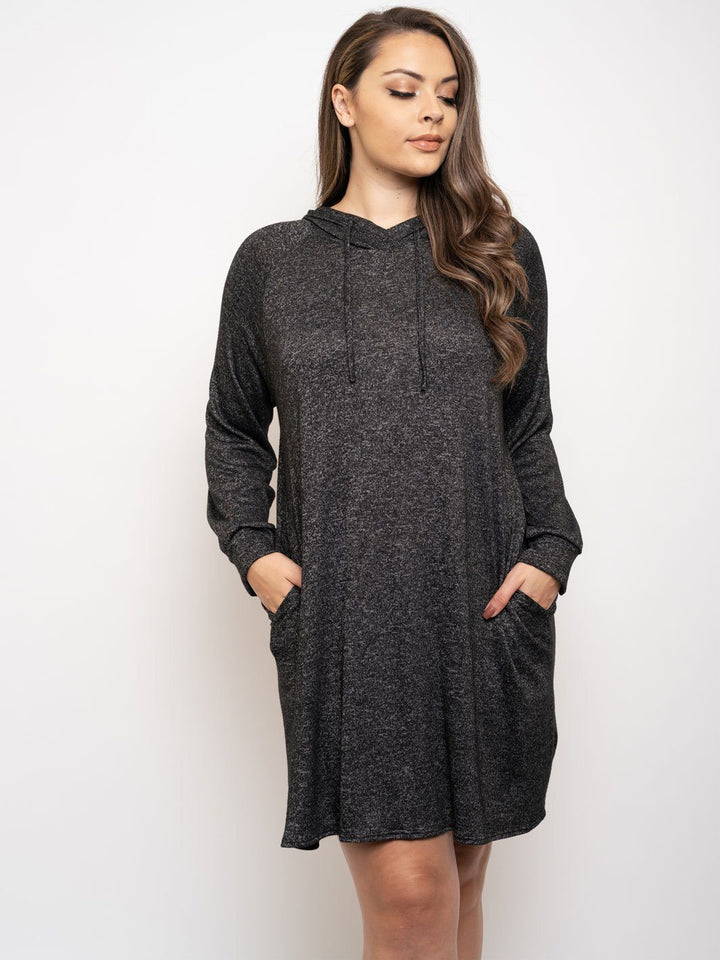 PLUS SIZE LONG SLEEVE HOODIE MINI DRESS