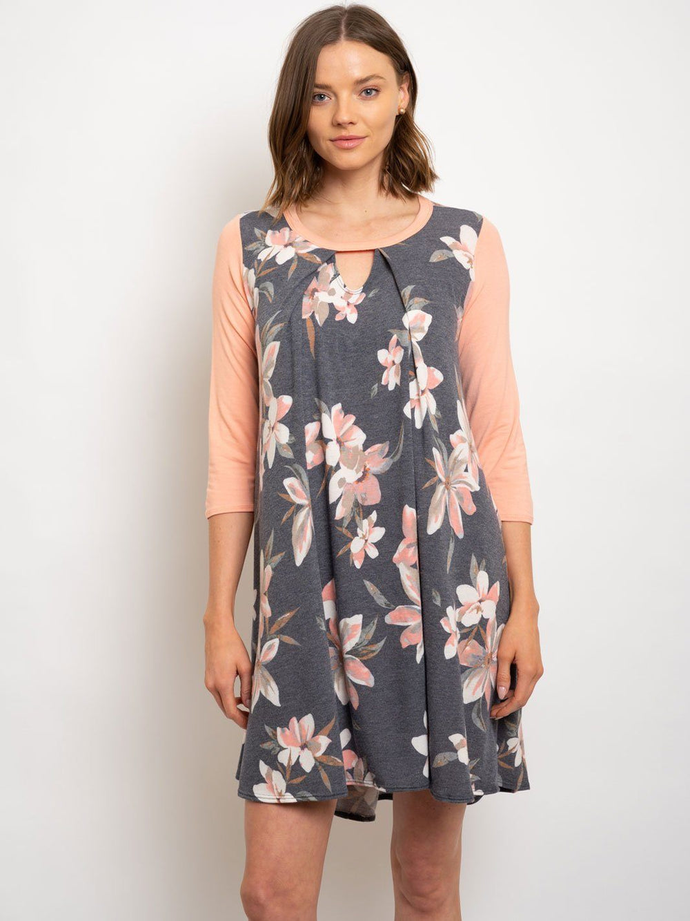 WOMEN'S FLORAL LONG SLEEVE MIDI DRESS