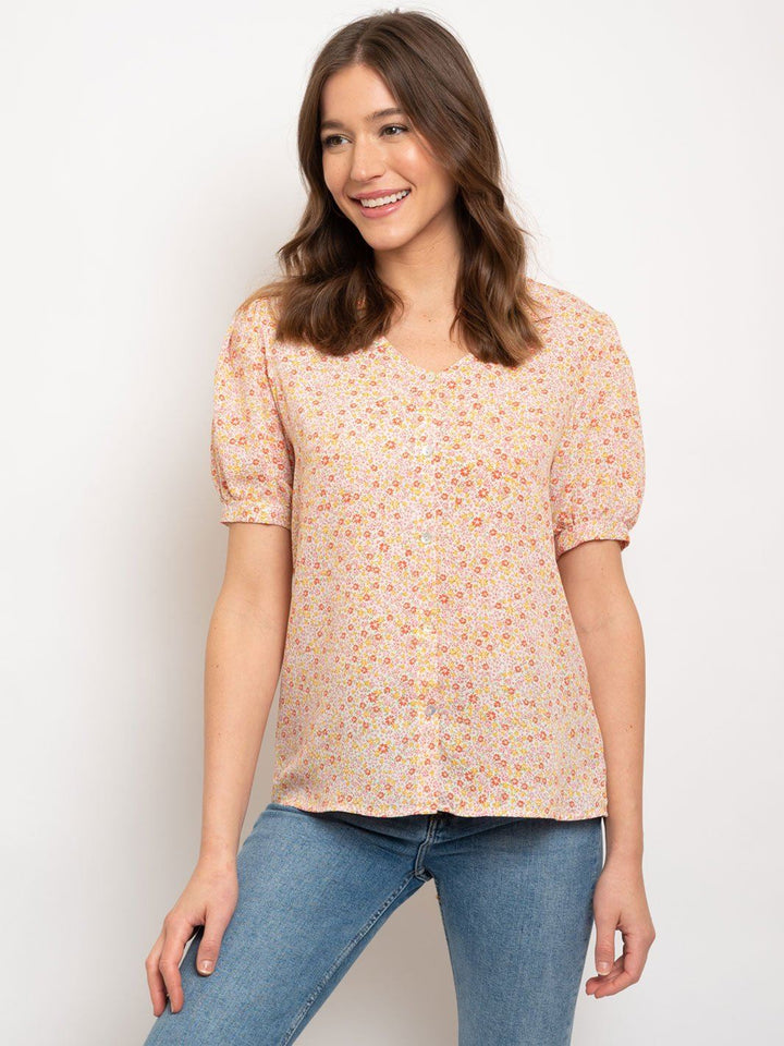 WOMEN'S BUTTON UP FLORAL TOP
