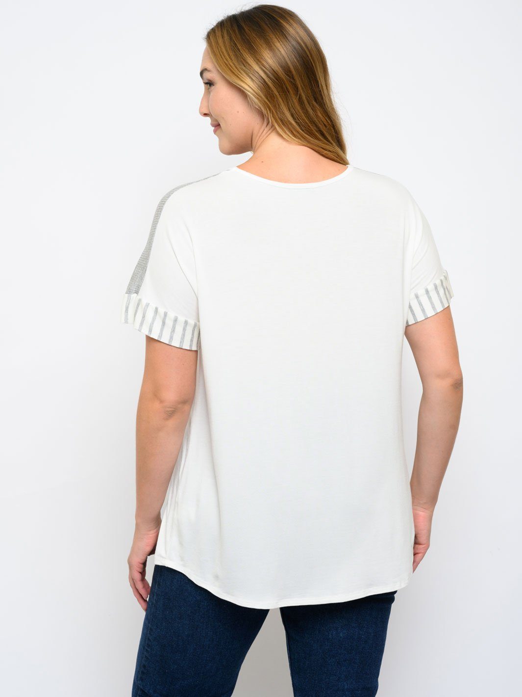 PLUS SIZE SHORT LACE UP DETAIL TOP