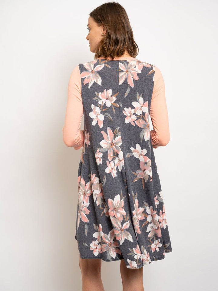 WOMEN'S FLORAL LONG SLEEVE MIDI DRESS