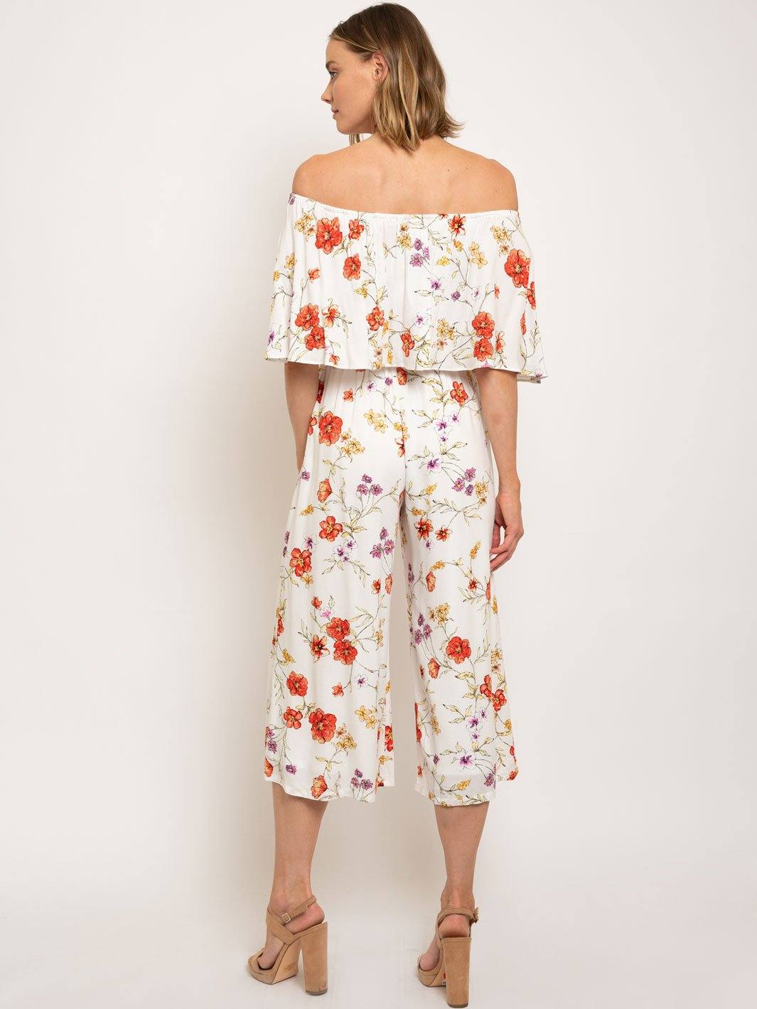WOMEN'S OFF SHOULDER FLORAL JUMPSUIT