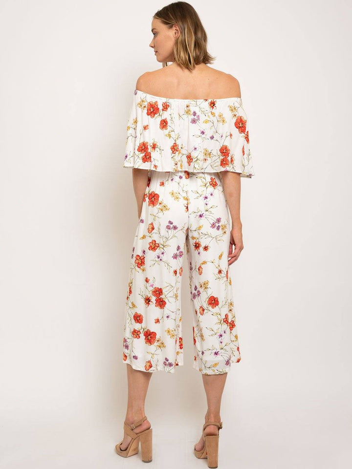 WOMEN'S OFF SHOULDER FLORAL JUMPSUIT
