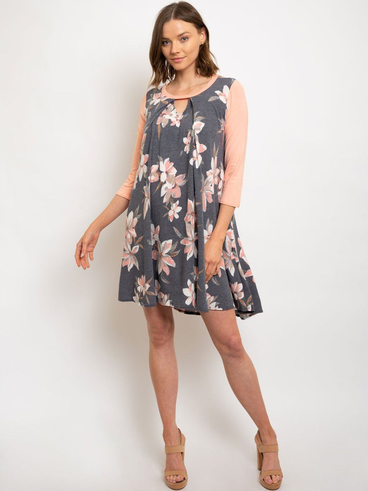 WOMEN'S FLORAL LONG SLEEVE MIDI DRESS