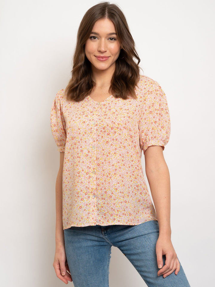 WOMEN'S BUTTON UP FLORAL TOP