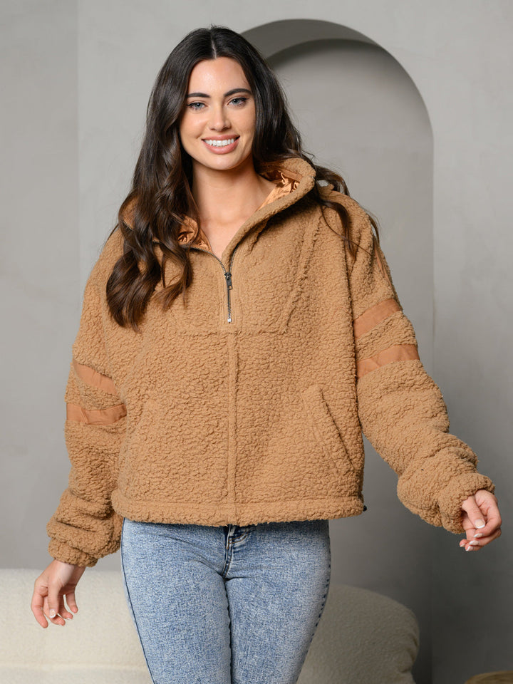 WOMENS LONG SLEEVE PULL OVER ZIP UP SWEATER