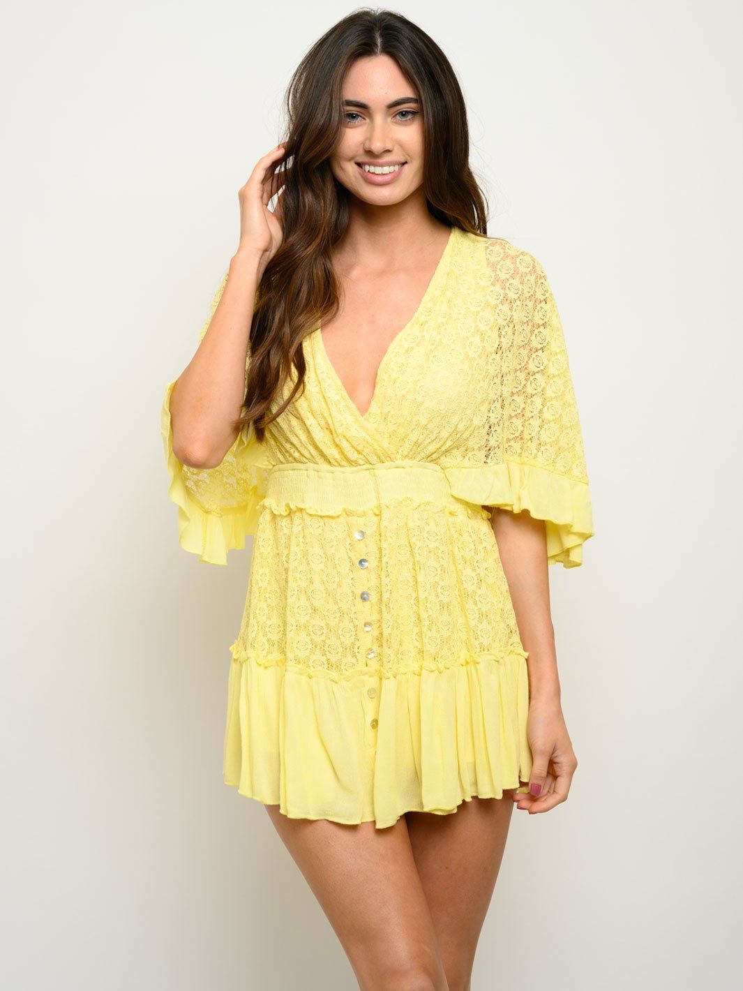 WOMEN'S SWEET LACE BEEL SLEEVE ROMPER