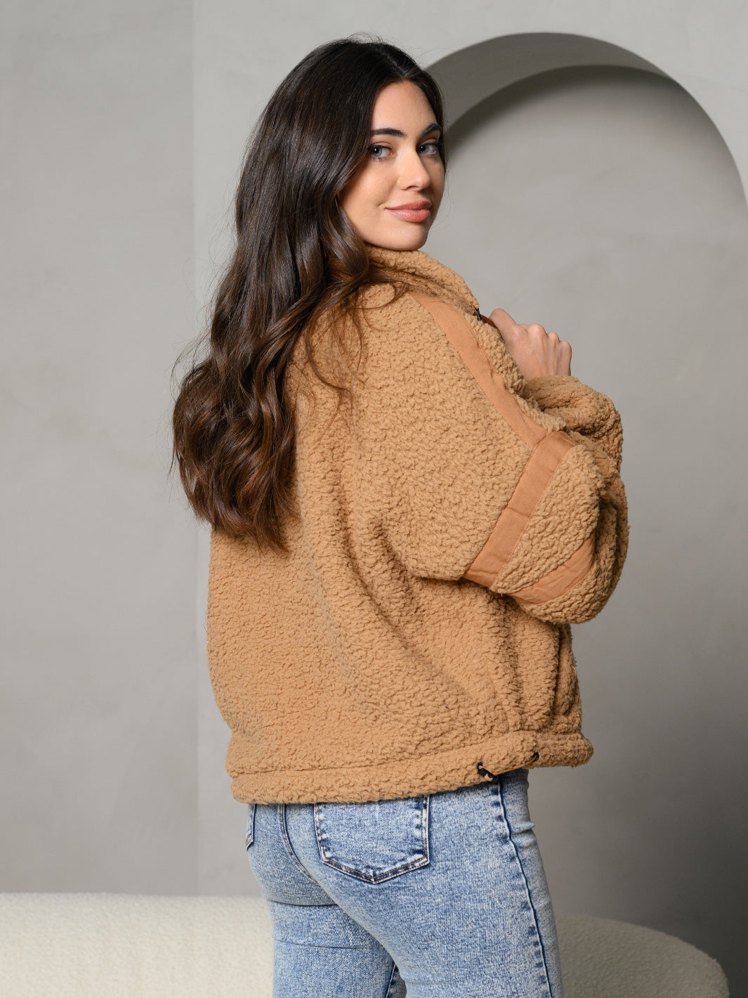 WOMENS LONG SLEEVE PULL OVER ZIP UP SWEATER