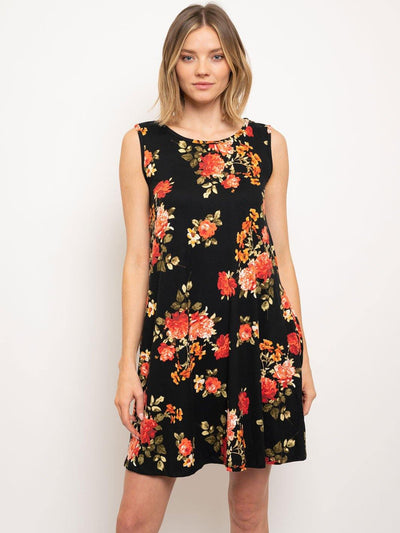 WOMEN'S FLORAL TUNIC MINI DRESS