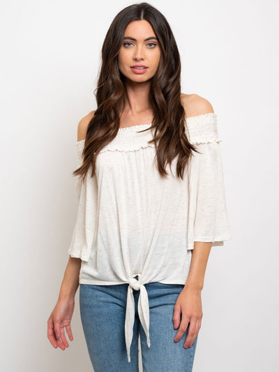 WOMEN'S MULTI COLORED OFF SHOULDER TOP