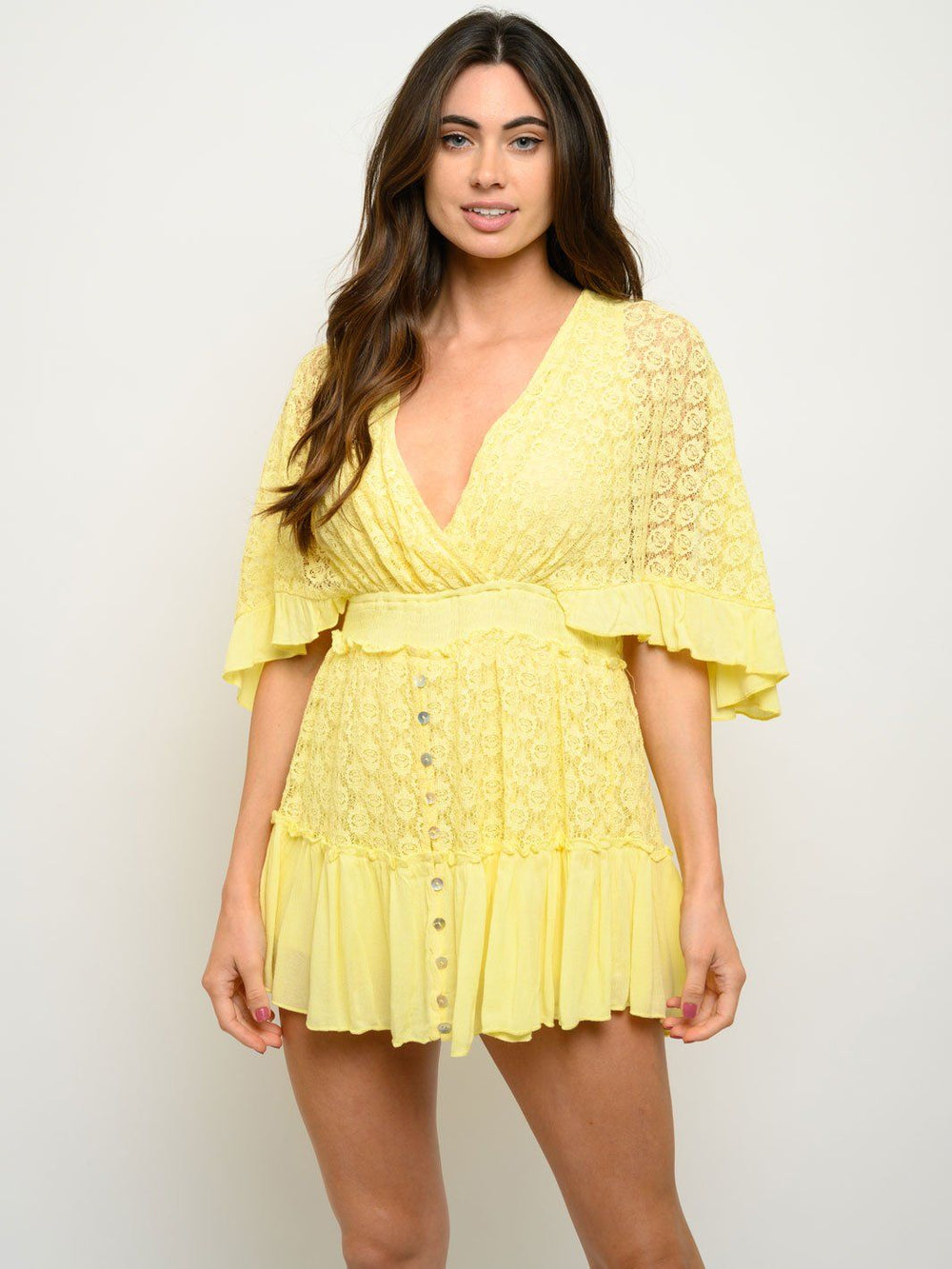 WOMEN'S SWEET LACE BEEL SLEEVE ROMPER