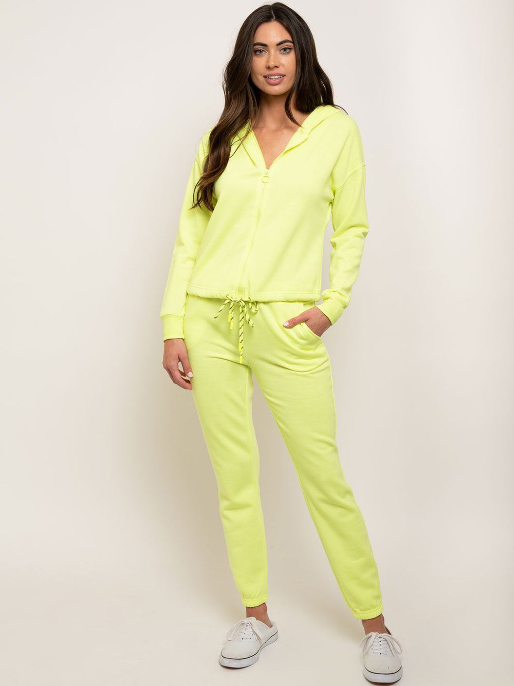 WOMEN'S 2 PCS NEON YELLOW SET