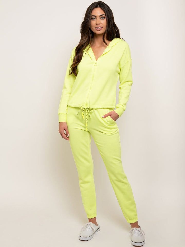 WOMEN'S 2 PCS NEON YELLOW SET