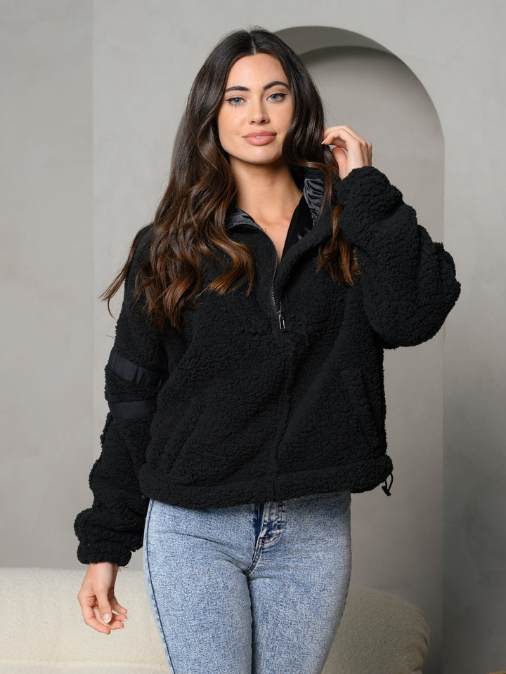 WOMENS LONG SLEEVE PULL OVER ZIP UP SWEATER