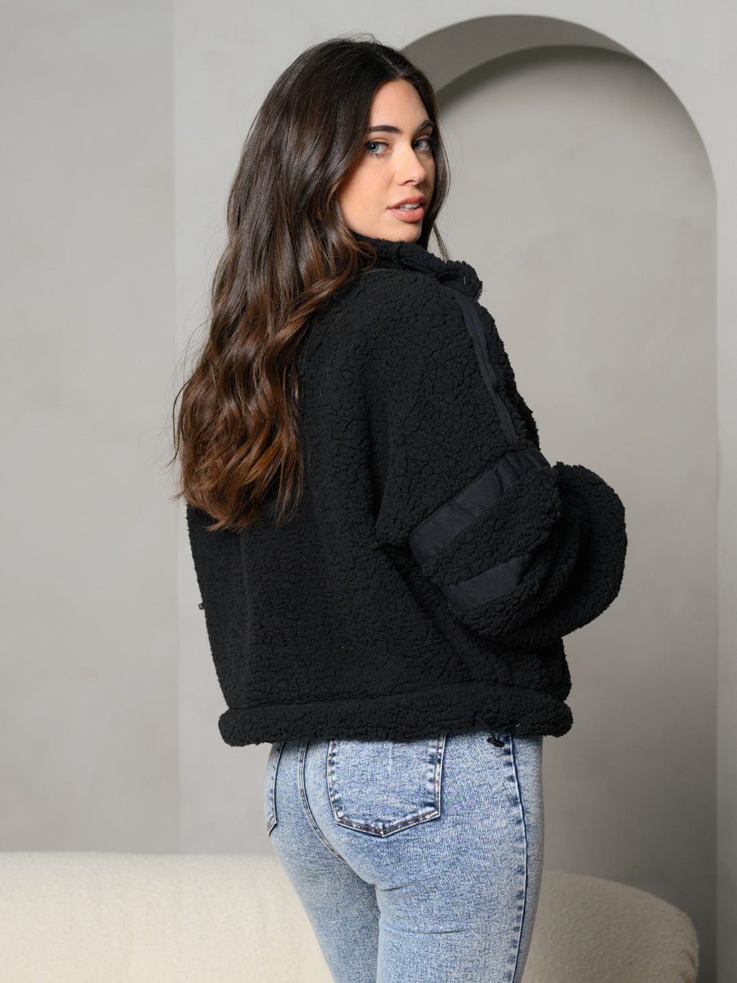 WOMENS LONG SLEEVE PULL OVER ZIP UP SWEATER