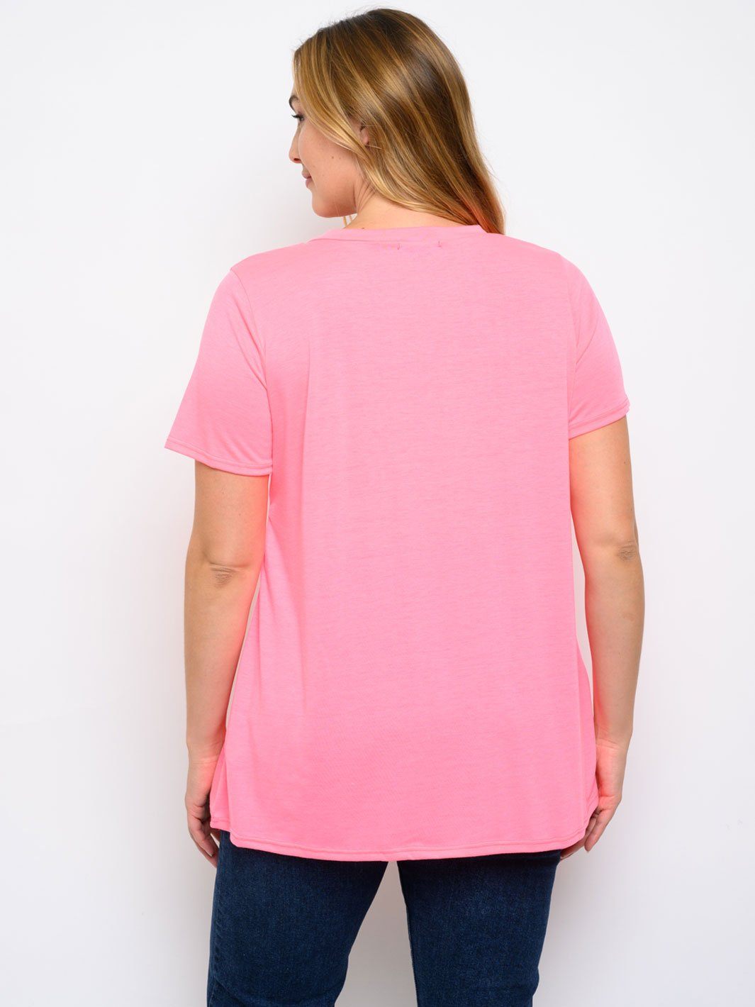 PLUS SIZE TUNIC FRONT POCKET SHORT SLEEVE TOP