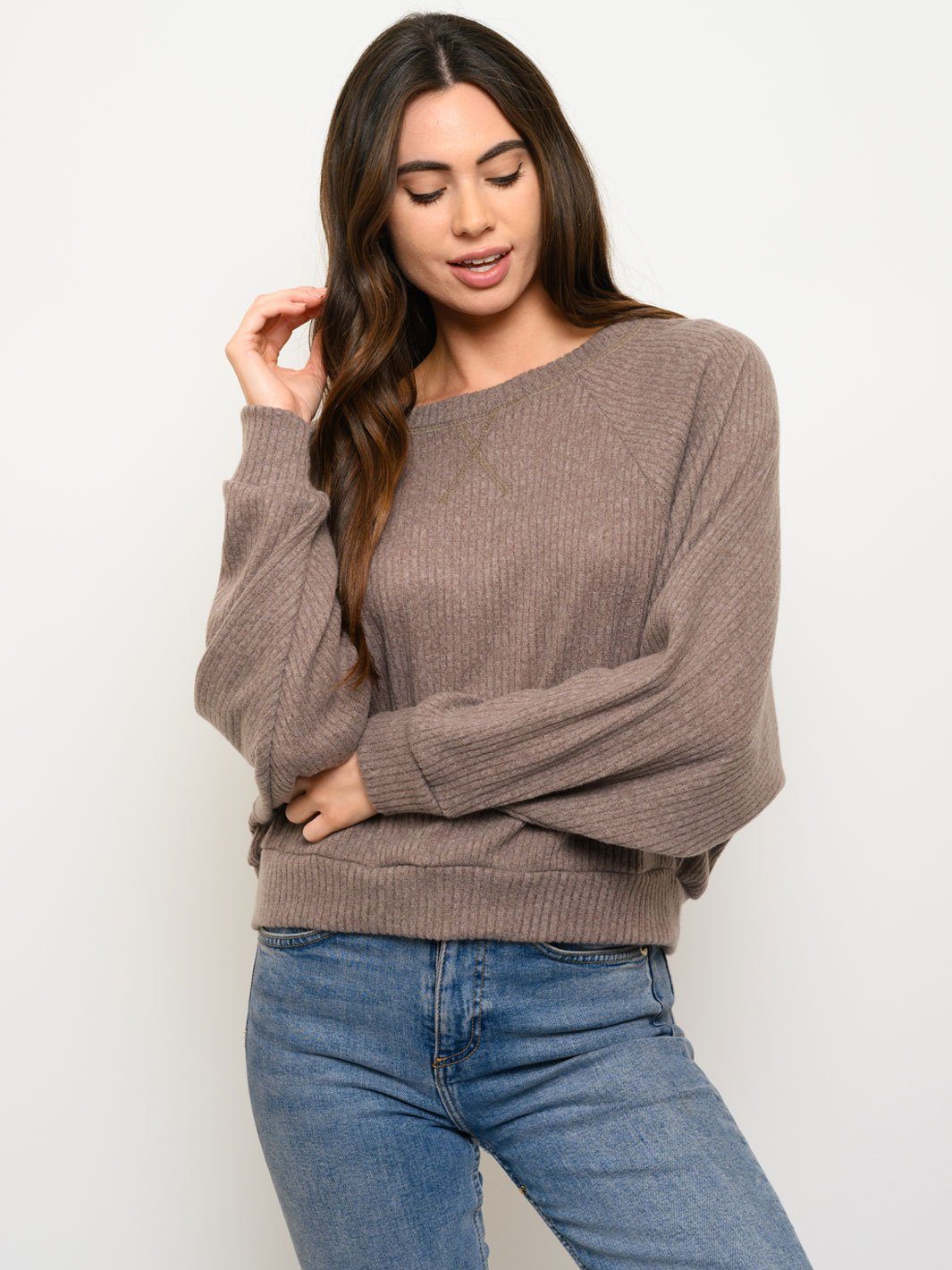 WOMEN'S RIBBED CREWNECK TOP