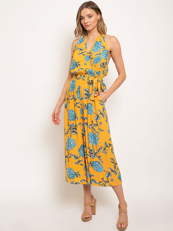 WOMEN'S OPEN BACK FLORAL JUMPSUIT