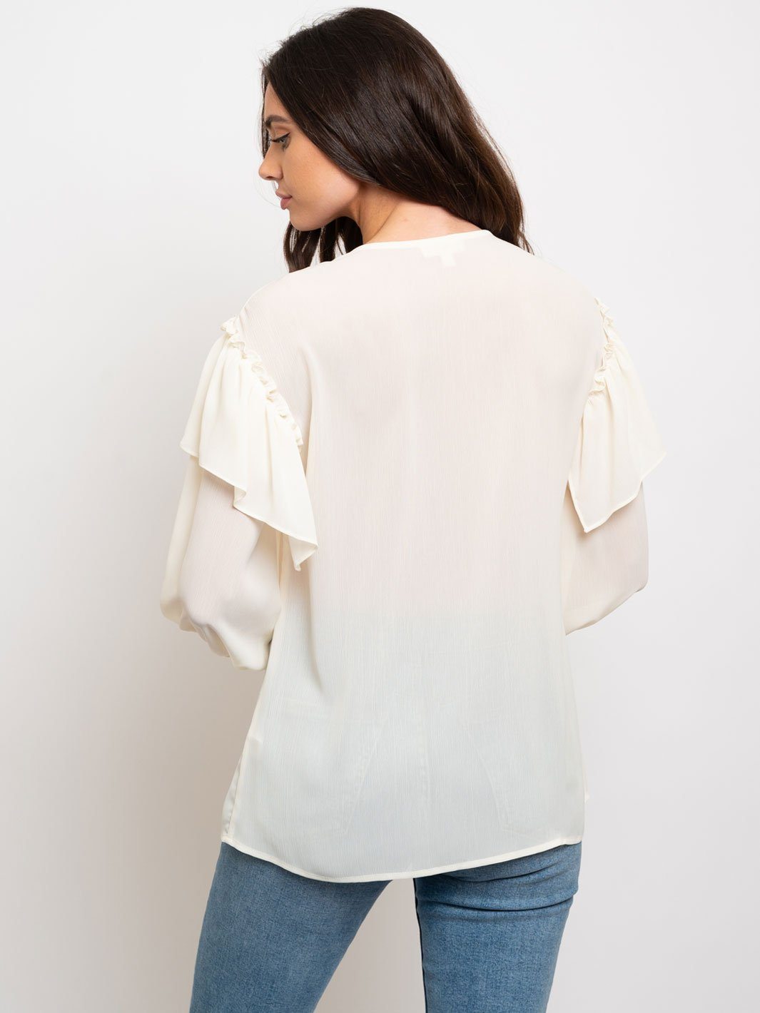 WOEMN'S 3/4 RUFFLE DETAIL TOP