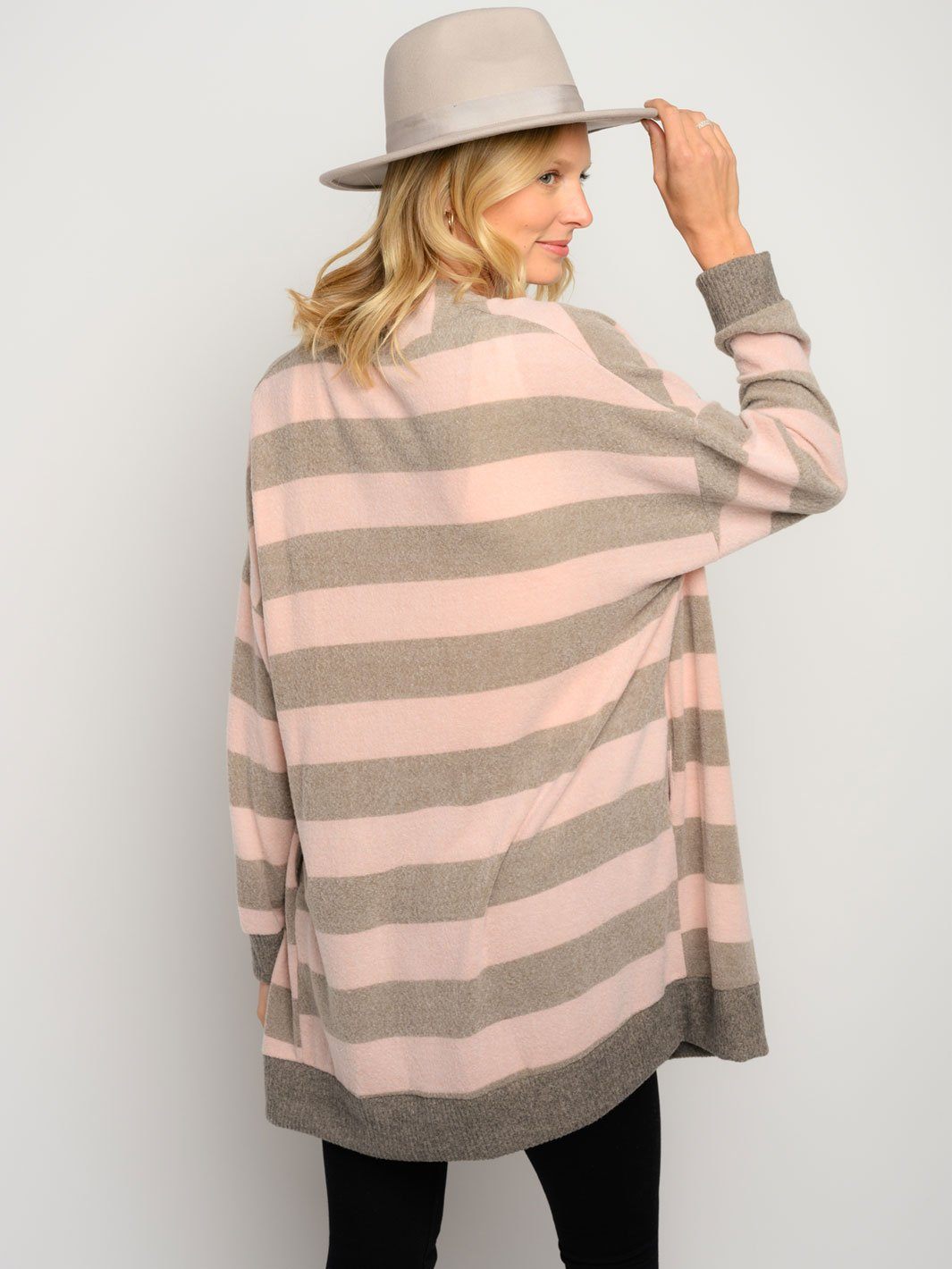 WOMEN'S STRIPES LONG SLEEVE CARDIGAN