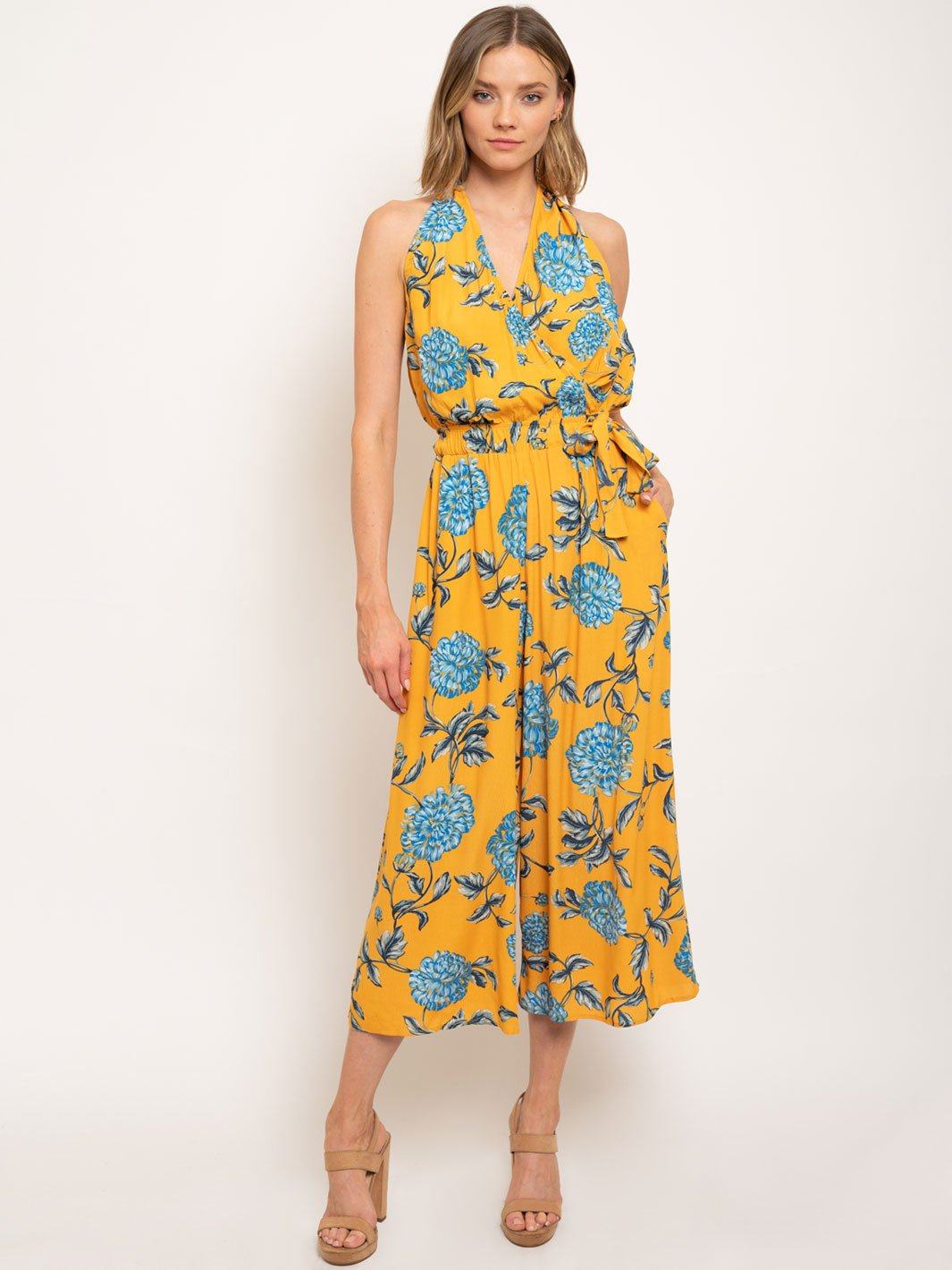 WOMEN'S OPEN BACK FLORAL JUMPSUIT