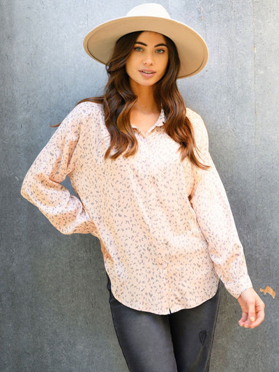 WOMEN'S LONG SLEEVE BUTTON UP TOP