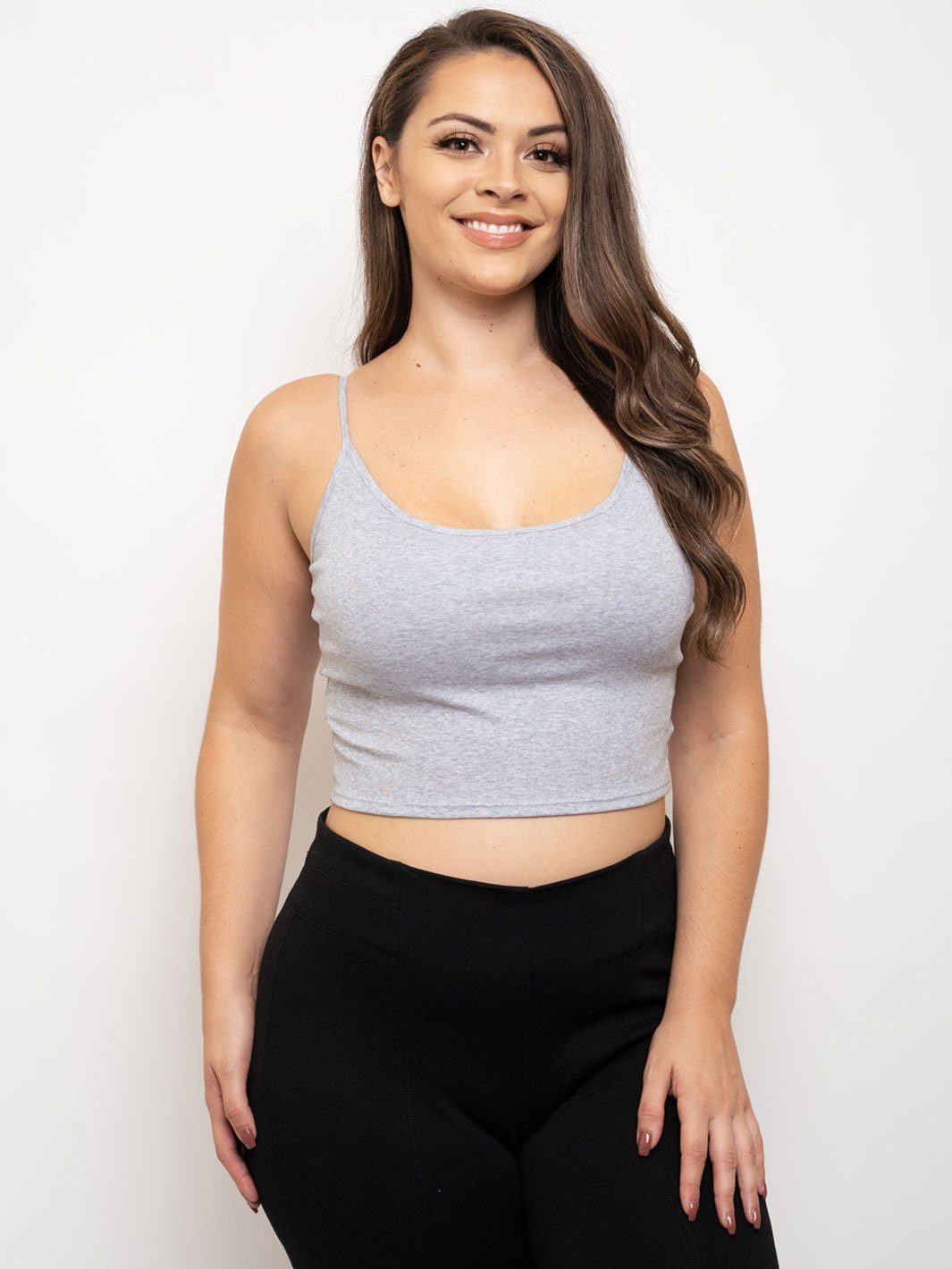 PLUS SIZE SPAHETTI STRAP CROP CAMI TOP
