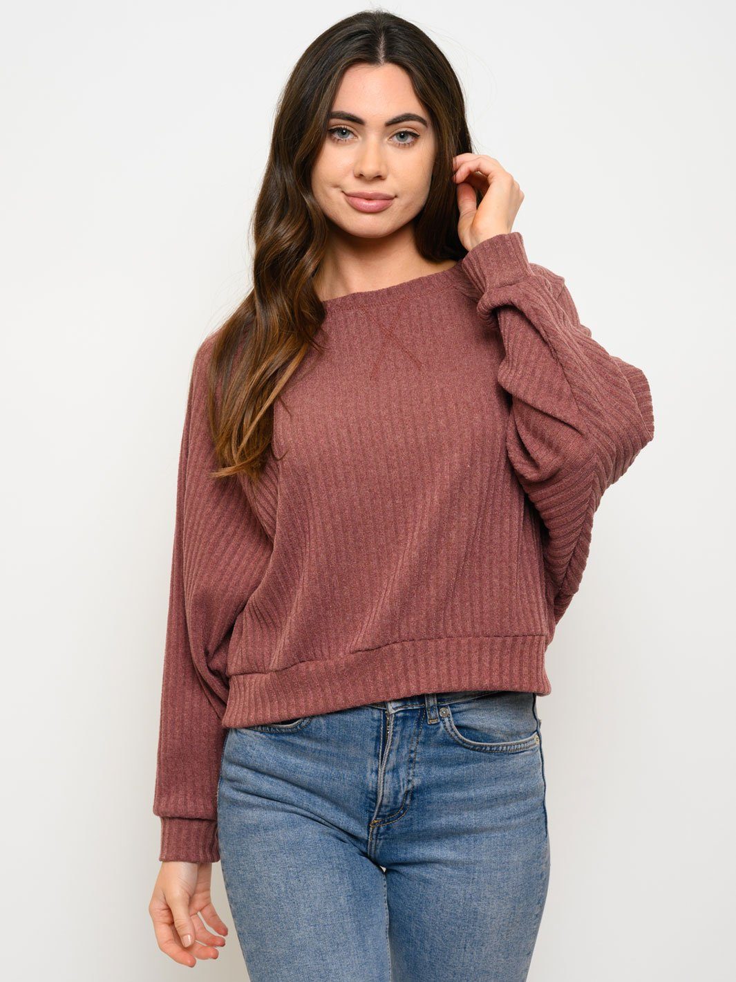 WOMEN'S RIBBED CREWNECK TOP