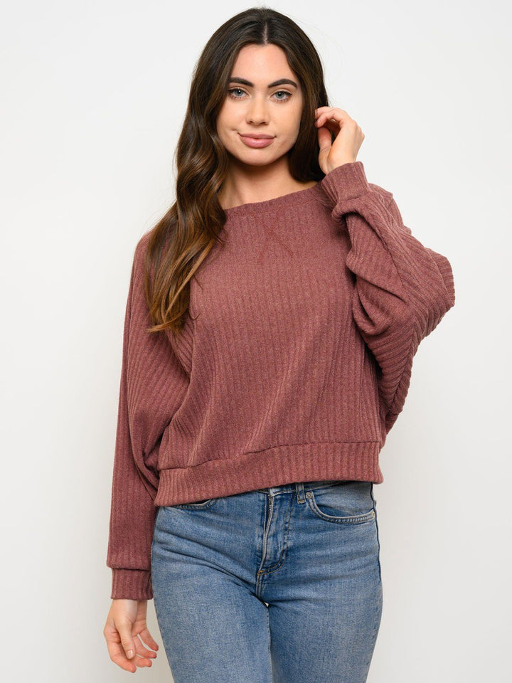 WOMEN'S RIBBED CREWNECK TOP
