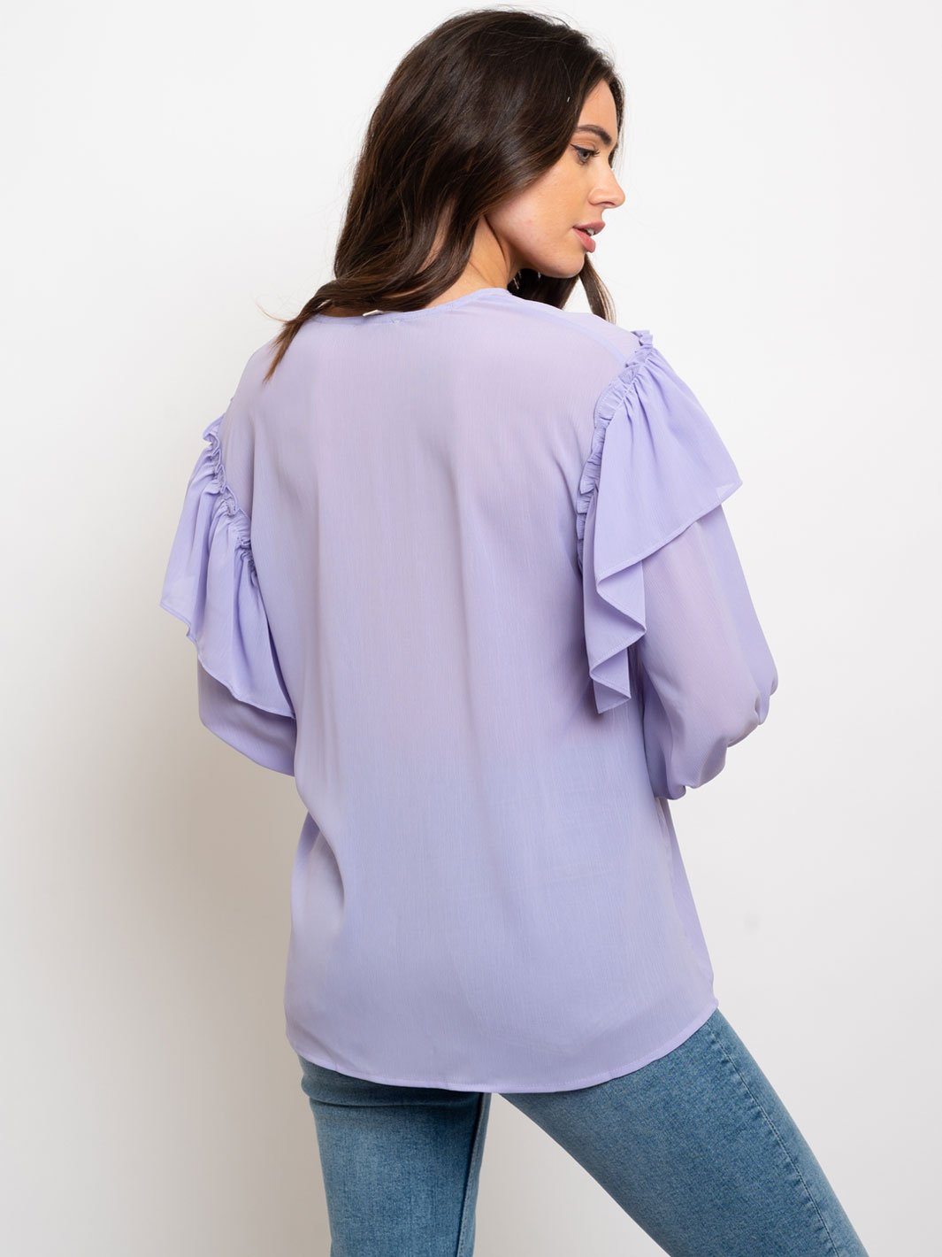 WOEMN'S 3/4 RUFFLE DETAIL TOP