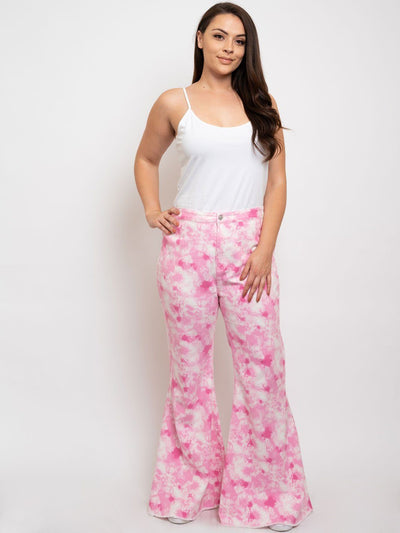 PLUS SIZE TIE DYE BELL BOTTOM JEANS