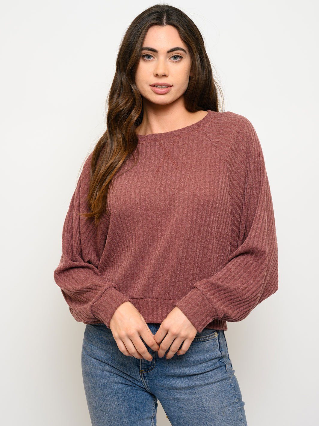 WOMEN'S RIBBED CREWNECK TOP