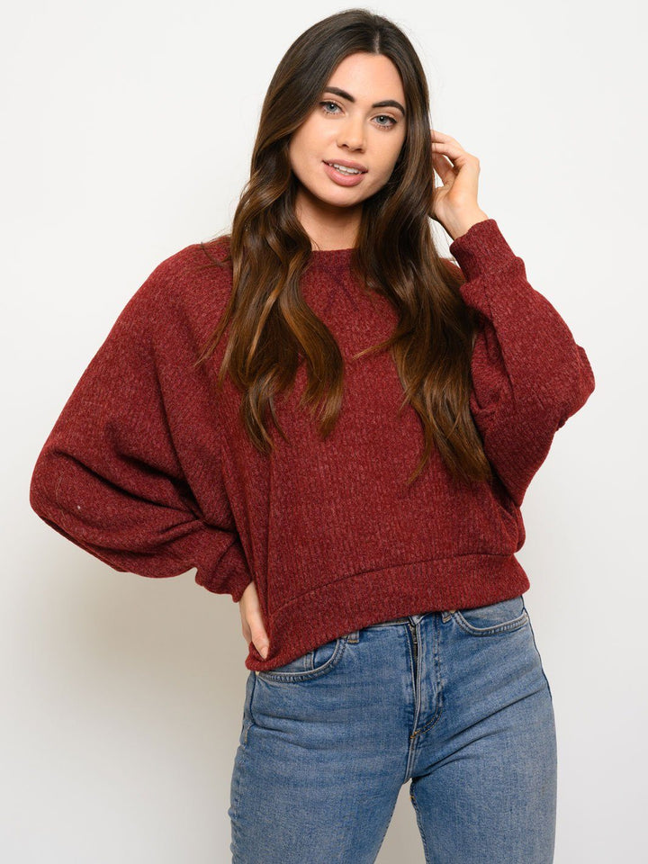 WOMEN'S RIBBED CREWNECK TOP