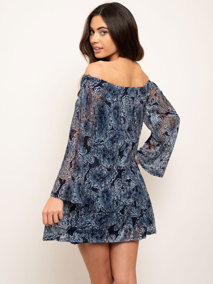 WOMEN'S OFF THE SHOULDER LONG SLEEVE MINI DRESS
