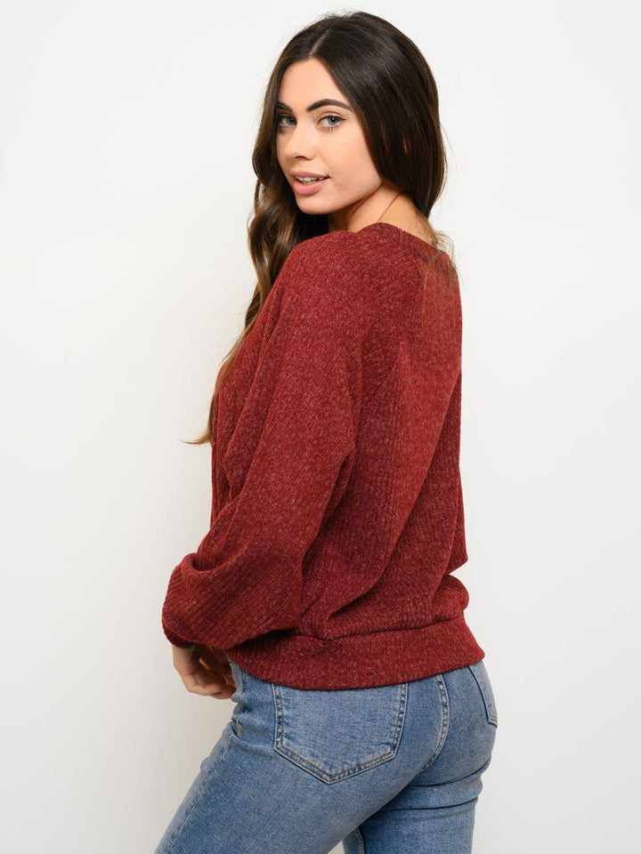 WOMEN'S RIBBED CREWNECK TOP