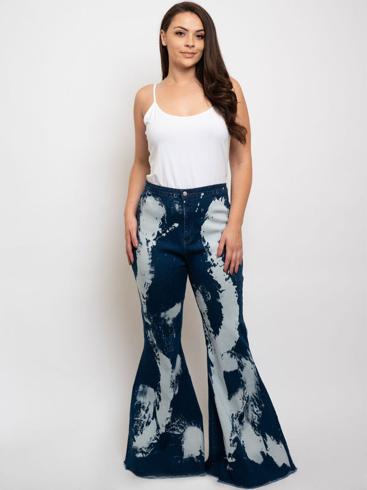 PLUS SIZE DARK DENIM WASH BELL BOTTOM JEANS