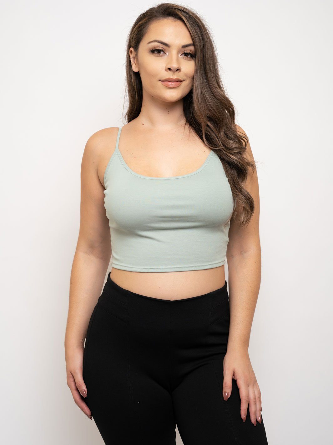 PLUS SIZE SPAHETTI STRAP CROP CAMI TOP