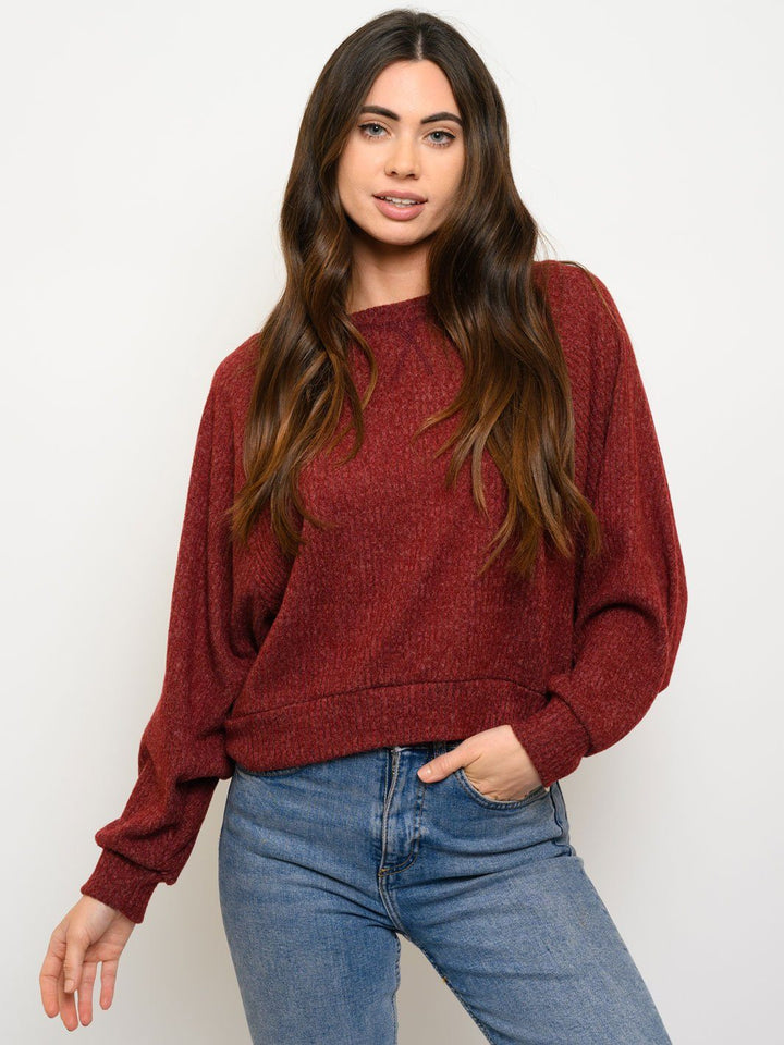 WOMEN'S RIBBED CREWNECK TOP