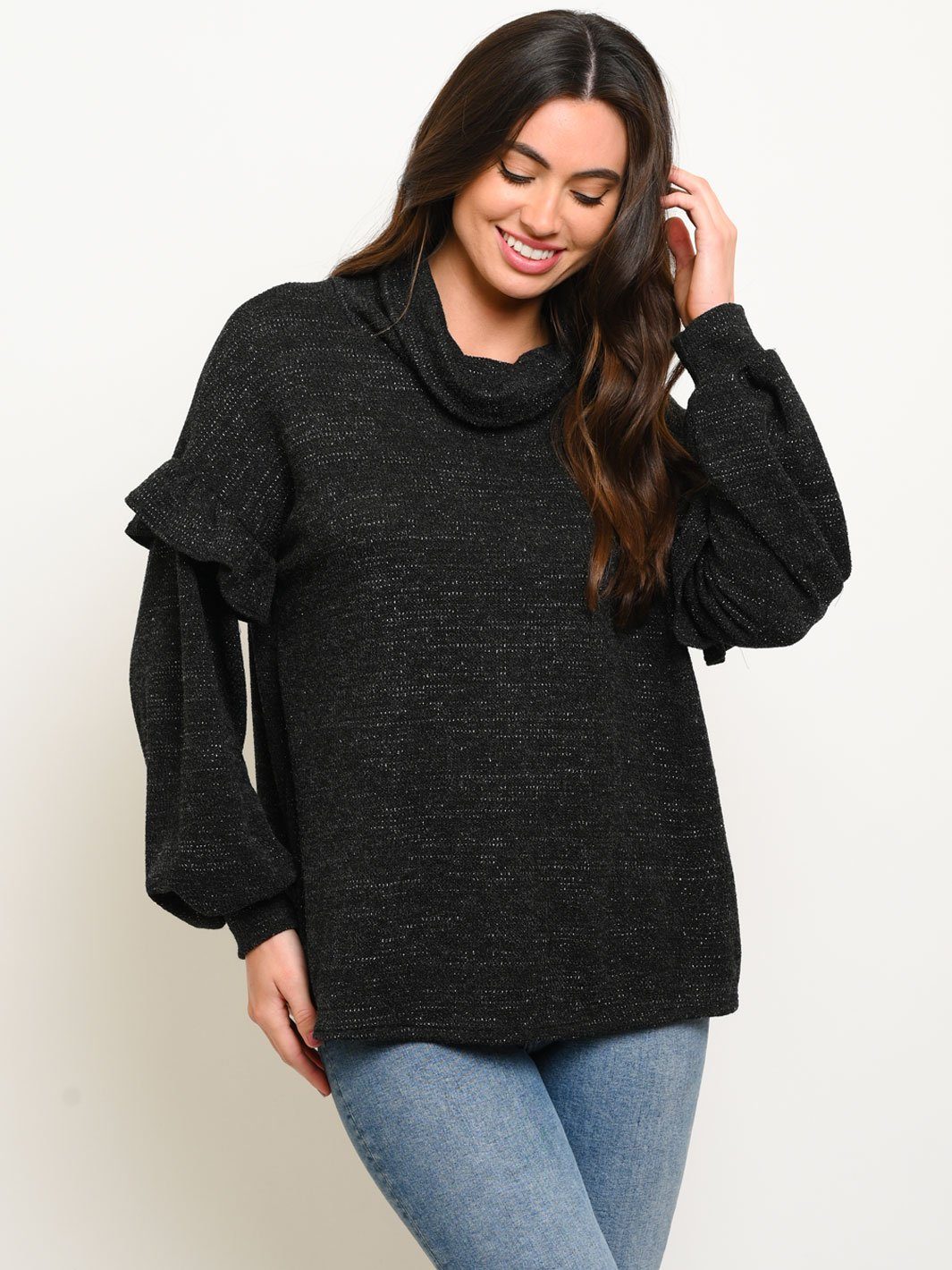 WOMEN'S TURTLE NECK LONG SLEEVE TOP