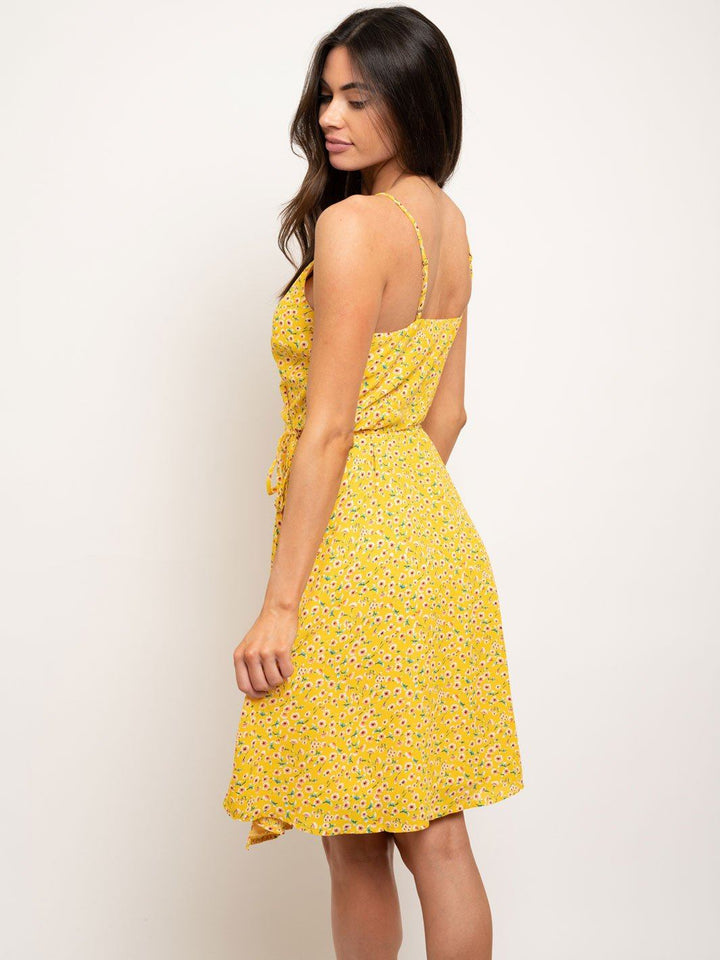 WOMEN'S FLORAL WRAP MIDI DRESS