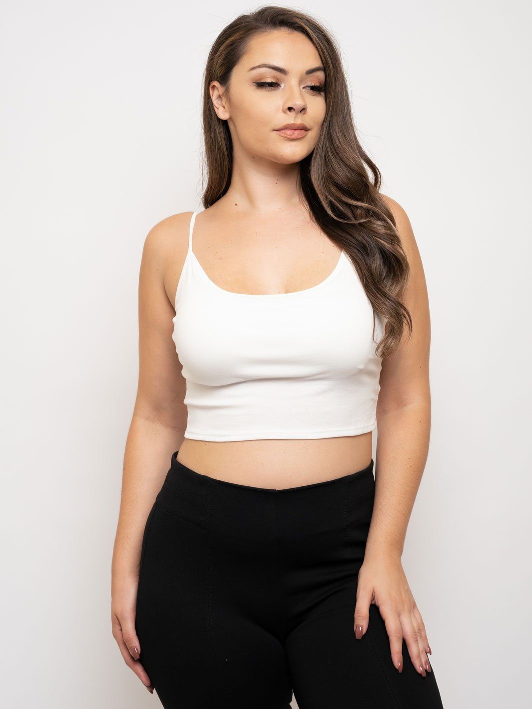 PLUS SIZE SPAHETTI STRAP CROP CAMI TOP