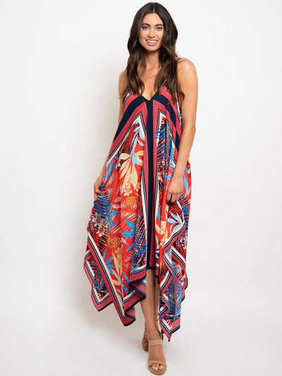 WOMEN'S MULTI PRINT SLEEVELESS MAXI DRESS