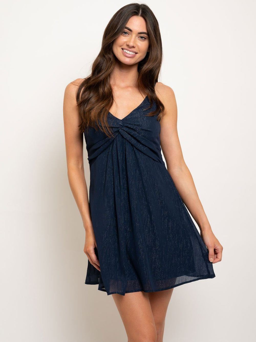 WOMEN'S V-NECK SHIMMER MINI DRESS