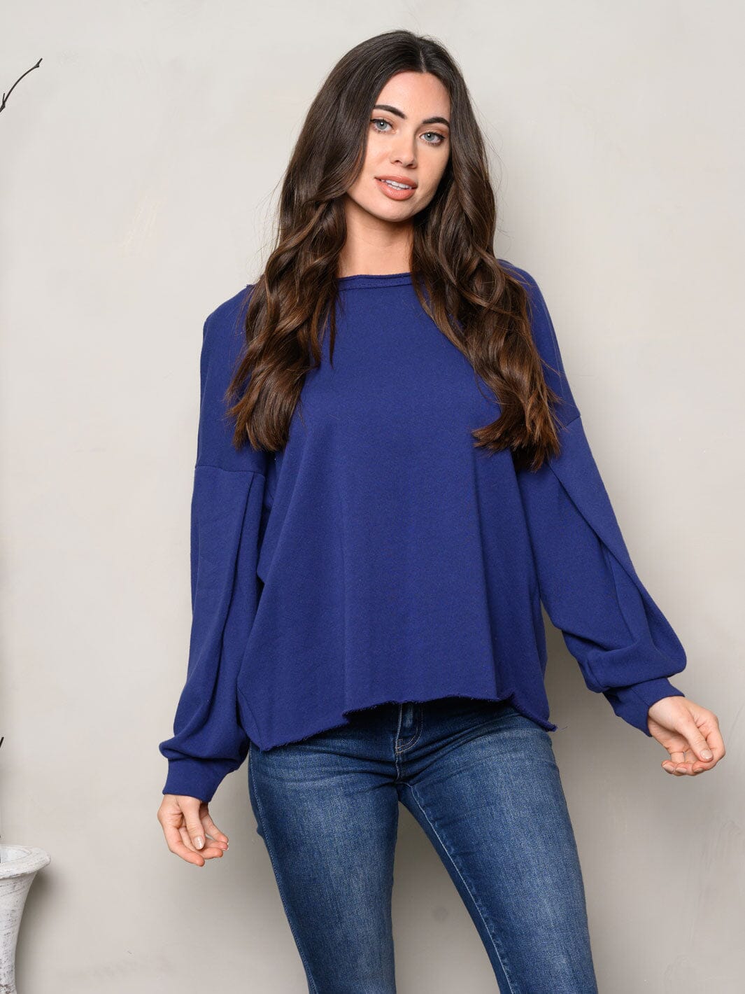 WOMEN'S LONG SLEEVE SOLID KNIT TOP